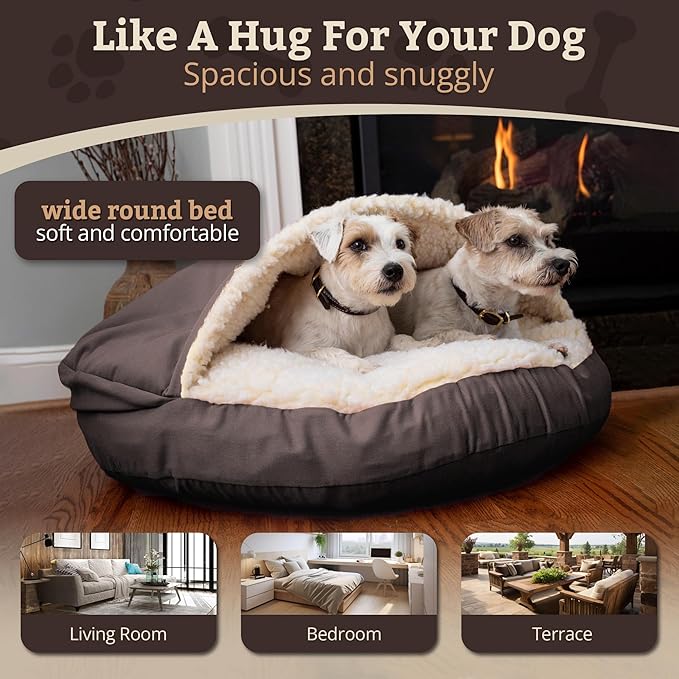 Snoozer Luxury Microsuede Cozy Cave Pet Bed, Small, Dark Chocolate