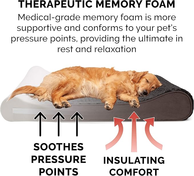 Furhaven Memory Foam Dog Bed for Large Dogs w/ Removable Washable Cover, For Dogs Up to 75 lbs - Ultra Plush Faux Fur & Suede Luxe Lounger Contour Mattress - Chocolate, Jumbo/XL