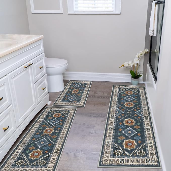 HEBE Boho Kitchen Rug Sets 3 Piece