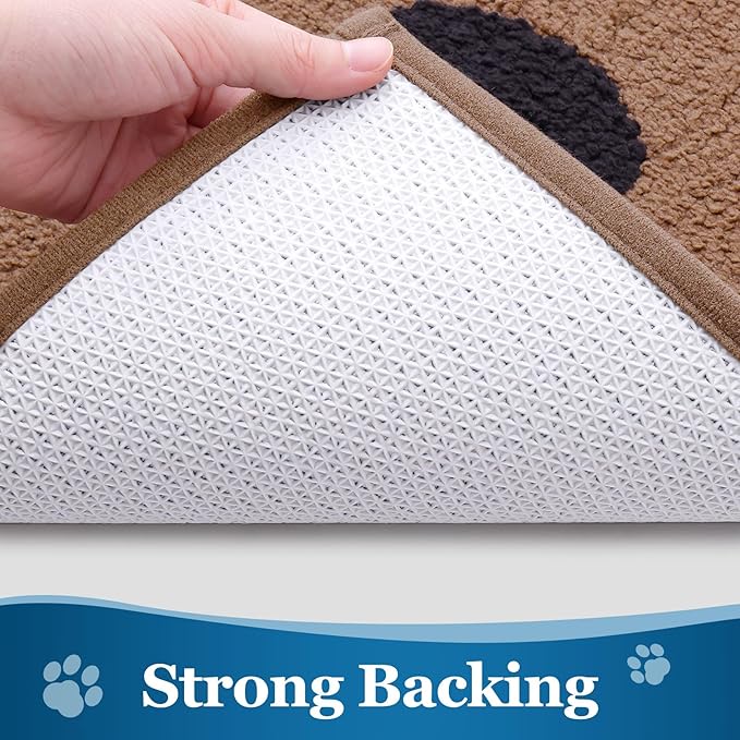 Buganda Dog Door Mat for Muddy Paws, Absorbent Dirt Trapper Washable Indoor Doormats, Non Slip Low-Profile Mud Mat for Dogs, Front Entrance Doormat for Inside Floor (47x24 Inches, Camel and Black)