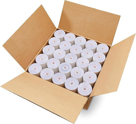 (25 Rolls) 3 ply carbonless Paper Rolls Receipt Rolls, Paper, 3" x 65' x 7/16" three 3 Ply White/Canary/Pink PMC07638 - ShopSmartOnline