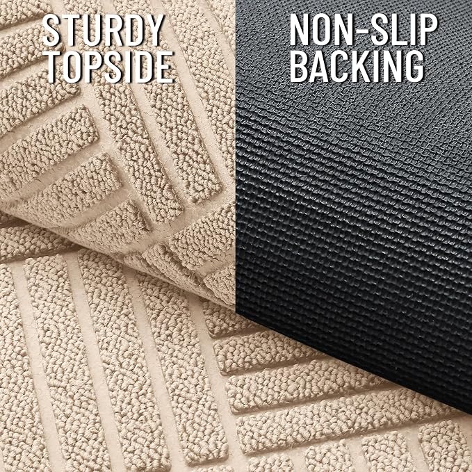 OLANLY Front Door Mat Outside Entrance 47x23, Heavy Duty Sturdy Natural Rubber