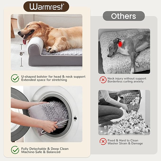 Large Dog Beds Large Sized Dogs 48x35x8 Inch, Orthopedic XXL XL Dog Bed for Medium Size Dogs, Big Waterproof Couch Sofa with Removable Washable Cover for Pet, Light Grey