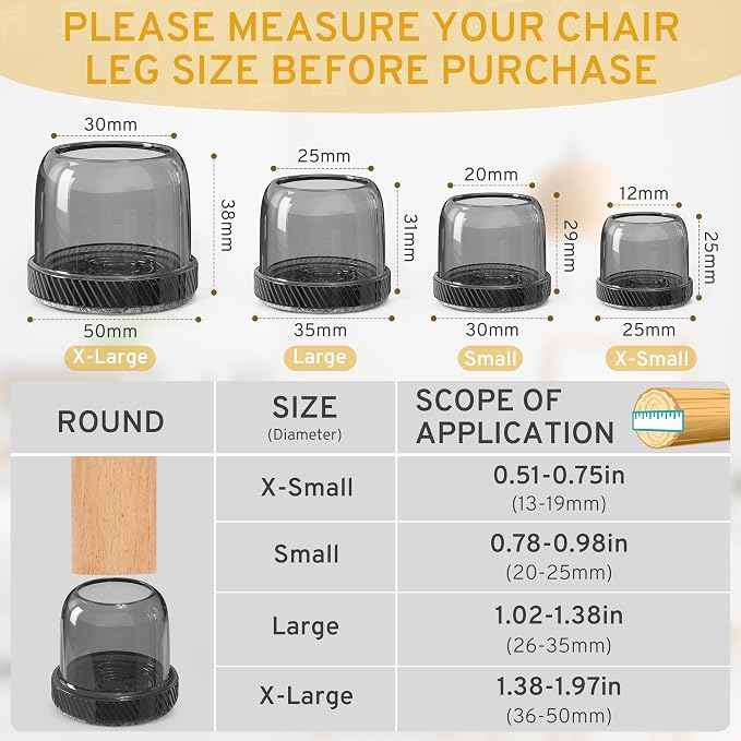 24PCS Round Chair Leg Floor Protectors, Furniture Sliders, Chair Leg Protectors