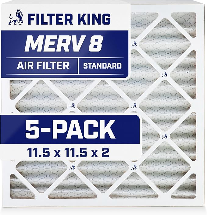 Filter King 11.5x11.5x2 Air Filter | 5-PACK | MERV 8 HVAC Pleated A/C Furnace