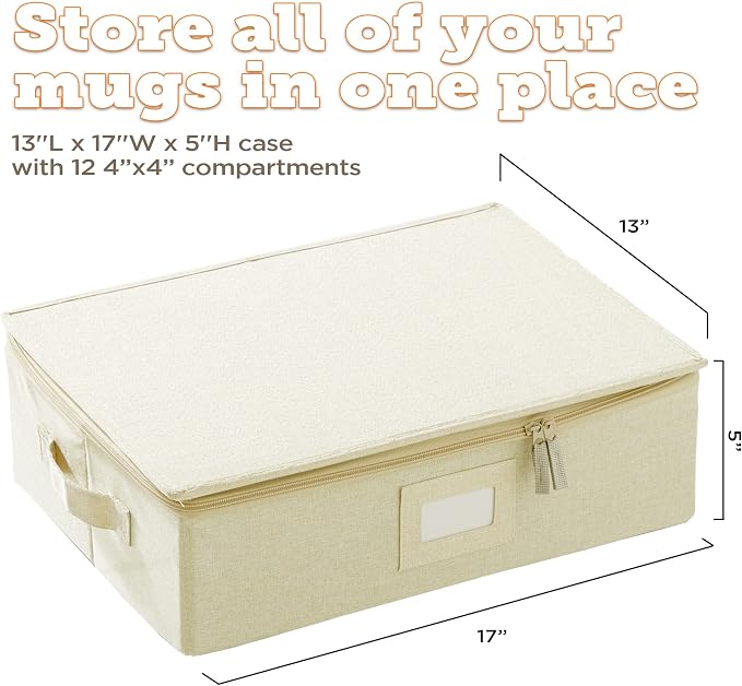 storageLAB Cup and Mug Storage Containers, Hard Shell Storage Case