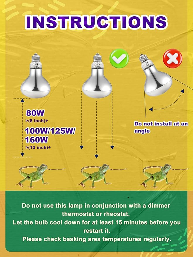 Heat Lamp Bulb, 80 Watt Pack of 2 Full Spectrum UVA UVB Reptile Heat Bulb, Basking Spot Light, Simulate Natural Sun Light for Reptile and Amphibian (Pack of 2)