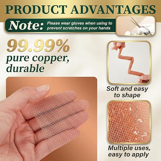 Therwen 36 Inch x 20 ft Copper Mesh Screen 99.9% Pure Copper 40 Mesh Roll Wire