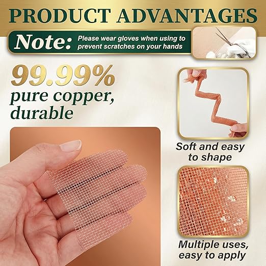 Therwen 18 Inch x 20 ft Copper Mesh Screen 99.9% Pure Copper 40 Mesh Roll Wire