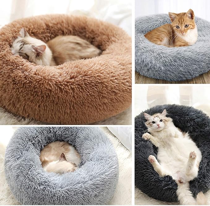 Warming Round Dog Bed for Small, Medium and Large Dogs & Cats, Short & Long Plush Pet Bed, Luxurious Faux Fur Donut Cuddler, Bolster Pet Bed & Sofa, Machine Washable 40CM 16Inch