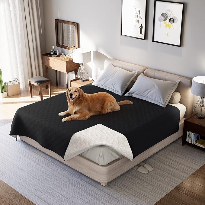 Waterproof Dog Bed Covers for Couch Protection, Water-Resistant Soft Dog Pet Blanket Anti-Slip Dog Blanket for Bed, for Furniture Bed Couch Sofa (Black,68x82inch)