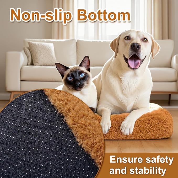 Orthopedic Dog Bed Medium Sizes, Waterproof Toast Dog Bed for Small/Large Dogs Bed The Pet Bed Washable Removable Cover and Non-Slip Bottom Bolster Puppy Kitten Washable Pet Bed
