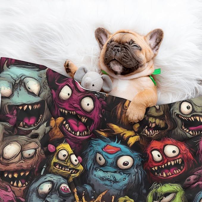 Waterproof Dog Blanket Soft Pet Blanket for Puppy Cat, Fleece Cat Throw Blankets for Furniture Bed Couch Sofa Reversible - Monstrous Cartoon Characters