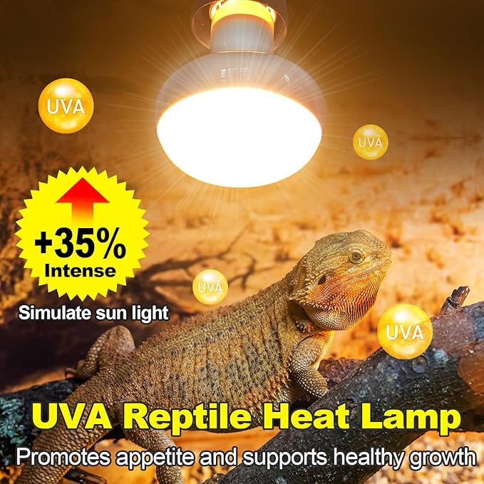 MIXJOY 100W Reptile Heat Lamp Bulb, 2Pack Reptile Basking Spot Light, Upgraded Intense Heat Basking Bulb, UVA Daylight Heat Lamp Bulbs for Reptiles, Bearded Dragon, Lizard, Tortoise, Chicken