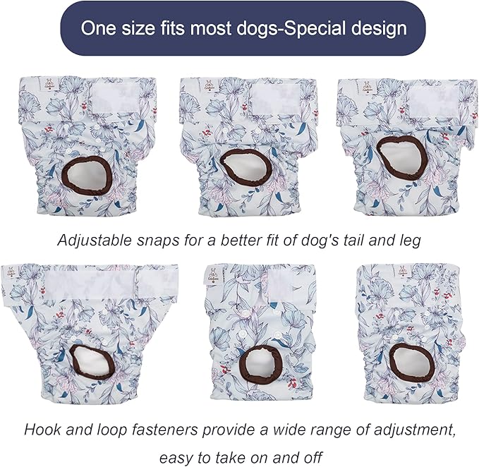 CuteBone Dog Diapers Female Washable Small Medium Large 3 Pack Reusable Doggie Diapers Puppy Period Pants for Doggy Heat Cycle Peeing D36M