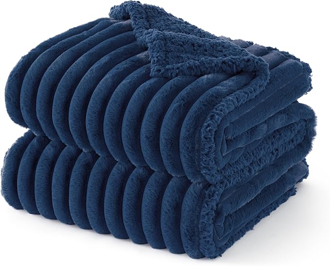 Bedsure ComfyFleece Orthopedic Dog Bed with Waterproof Dog Blanket for XL Dogs, Blue