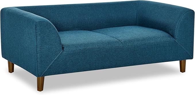 Modern Rectangular Pet Sofa with Backrest and Armrests - Comfortable Dog Couch for Medium and Large Dogs - Stylish and Functional Pet Furniture with Soft Cushion (Blue)