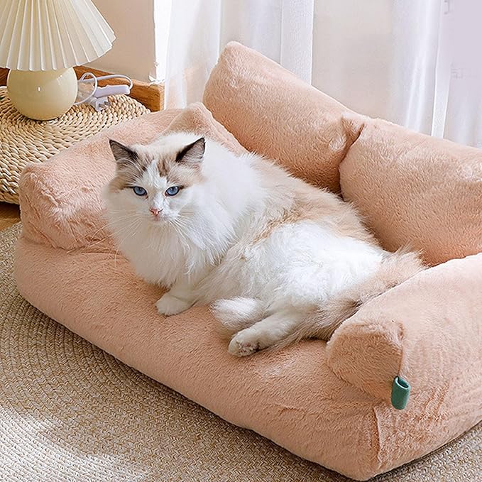 Pet Sofa Bed, Cat and Dog Couch Bed with Removable Washable Cover, Soft Plush Warm Pet Furniture with Anti Skid Bottom for Indoor Cats and Small Dogs (XXL)