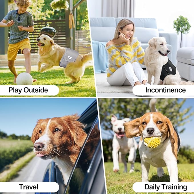 Washable Dog Diapers Male Large, Premium Belly Bands for Dogs Reusable, Pack of 3, High Absorbing Large Puppy Diapers Male in Incontinence or Excitable Urination and Training(L)