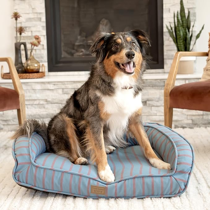 Harry Barker Striped Pillow and Lounger Dog BEDS, Striped Lounger Bed - Large
