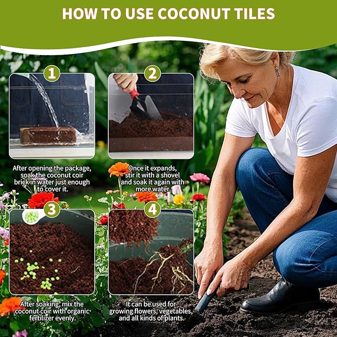 Coco Coir Brick for Plants- 3 Pack,1.4lbs 100% Organic Coconut Coir Soil Neutral pH, for Plant Growth and Root Developmentfor Growing Vegetables & Ideal Reptile Bedding (3)