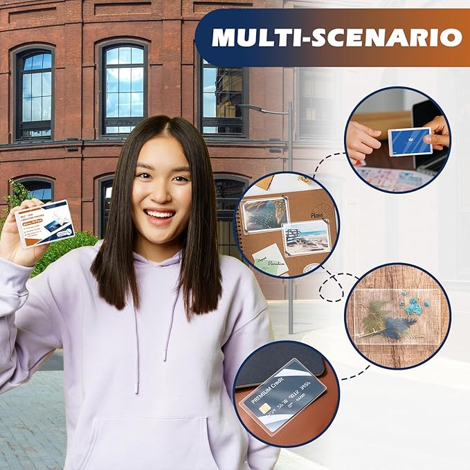 25 Pack 10 Mil 2.9"x4.1" Self Sealing Laminating Pouches Plastic Laminating Sheets Business Card Size Clear Lamination Paper for Office School Home Supplies（Waterproof & No Laminator Need)