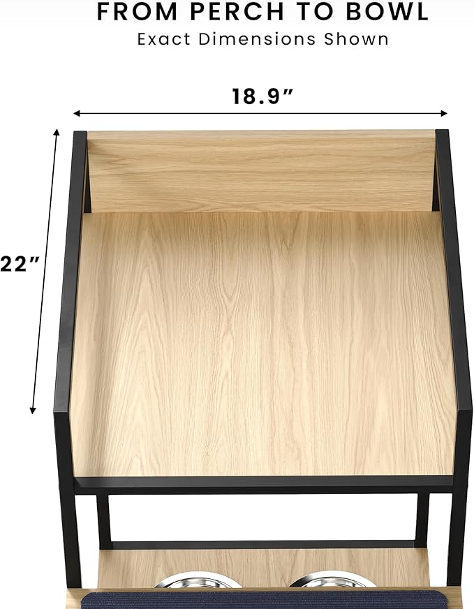 Dog Window Perch with Stairs - Multilevel Perch to Look Out Window with 130 lbs Load Capacity - Pet Bunk Bed with Feeding Station & Anti-Slip Carpet (Natural Color)