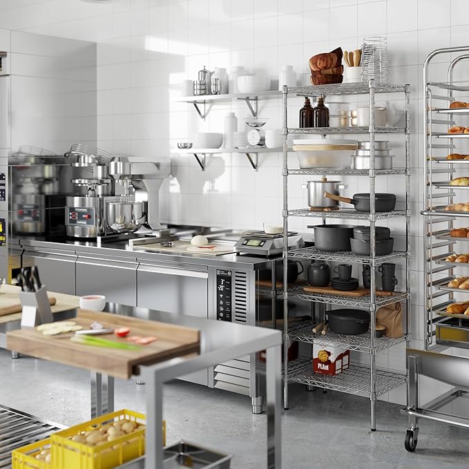 18" Deep x 24" Wide x 74" Height Wire Shelving Kit | 8-Tier | NSF Commercial Storage Rack Unit