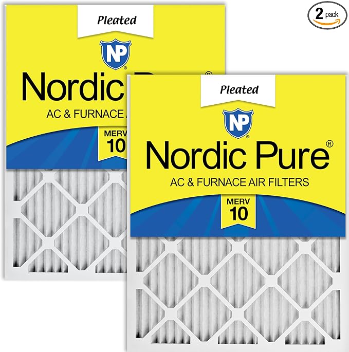 Nordic Pure 20x25x1 Pleated MERV 10 Air Filters 2 Pack