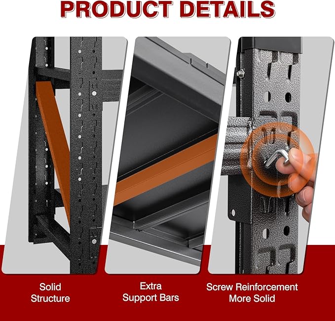 5000LBS Metal Steel Storage Shelves - 60" W Black 4 Tier Heavy Duty Rack Commercial Industrial Shelving with Adjustable Shelf for Basement Garage Warehouse - 60" W x 24" D x 70" H