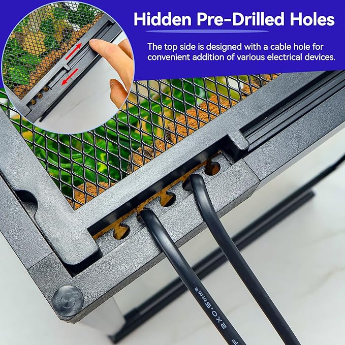 Full Glass Panoramic Vivarium for Crested Gecko Tank, Snake Enclosure, Reptile Cage with Front Door, Enhanced Ventilation & Concealed Wiring Holes 18" W x 18" x L24 H