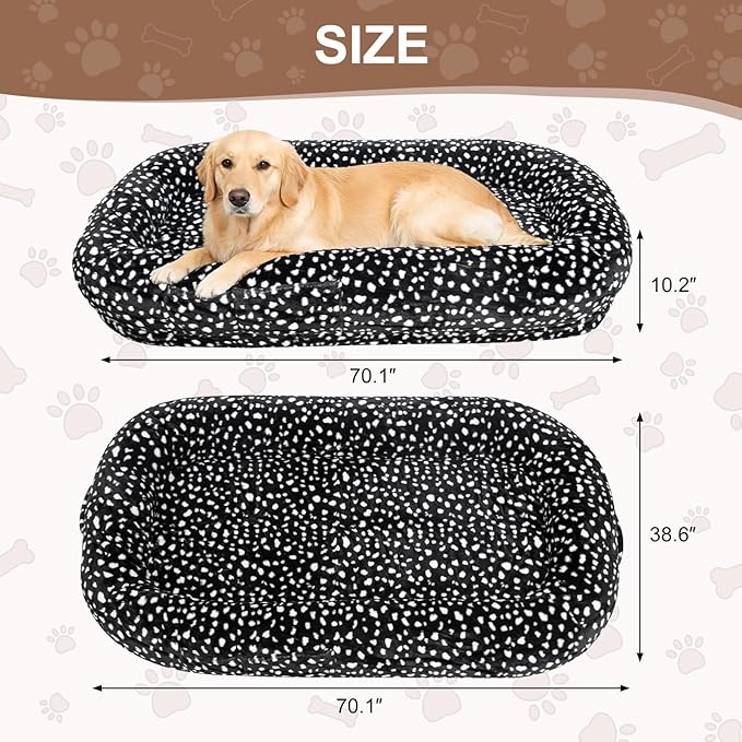 Human Dog Bed for Adult,70"x38"x10" Extra Large Human Pet Bed,Orthopedic Washable XL Dog Bed with Memory Foam (Black White)