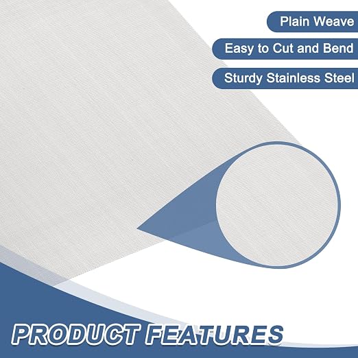 uxcell 120 Mesh 39" x 10" Woven Wire Mesh, 316 Stainless Steel Air Vent Filter