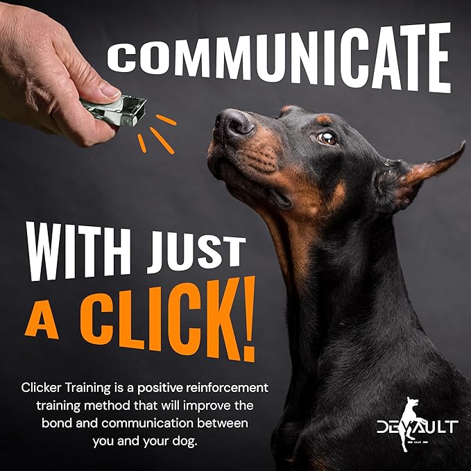 Metal Clickers for Dog Training – Black Dog Clicker for Training with Loud Crisp Sound for Behaviour Reward – Brass Style with Magnetic Clasp and Velvet Pouch – 5 Pack Pet Clicker