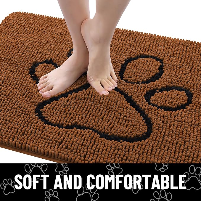 Smiry Dog Door Mat for Muddy Paws, Absorbent Dirt Trapper Non Slip Quick Dry