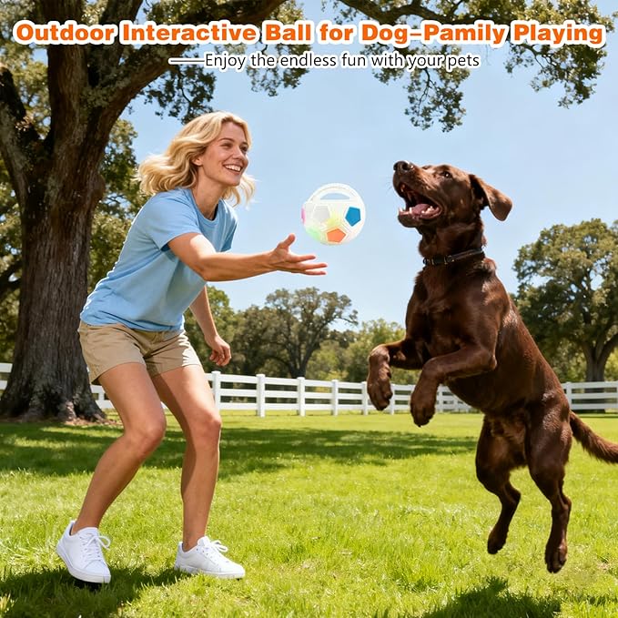 Dog Calming Ball with Handle, Interactive Ball for Pet Dogs Playing, Built-in Yellow Tennis Balls and Squeaky Sound for Small Medium Large Dogs (Clear with Tennis Balls Inside)