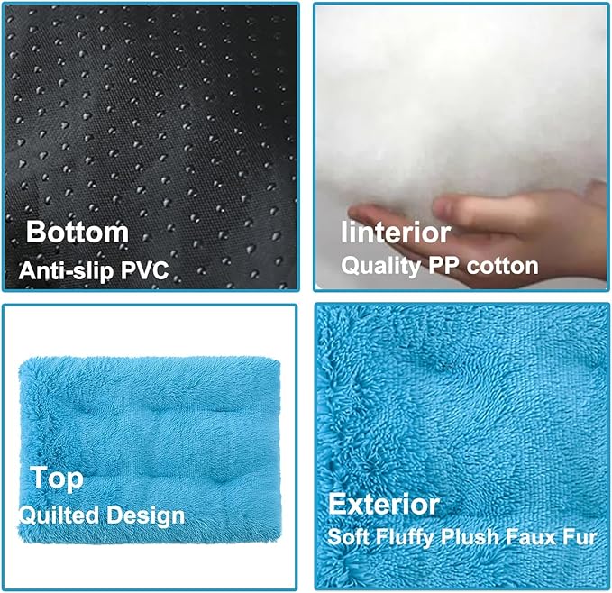 Dog Crate Mat, Dog Bed for Large Dogs, Comfy Fluffy Kennel Pad Anti-Slip for Dog beds & Furniture, Quilted Dog Bed for Pets for Medium/Small Dogs Cats (Color : Blue, Size : 36x25)