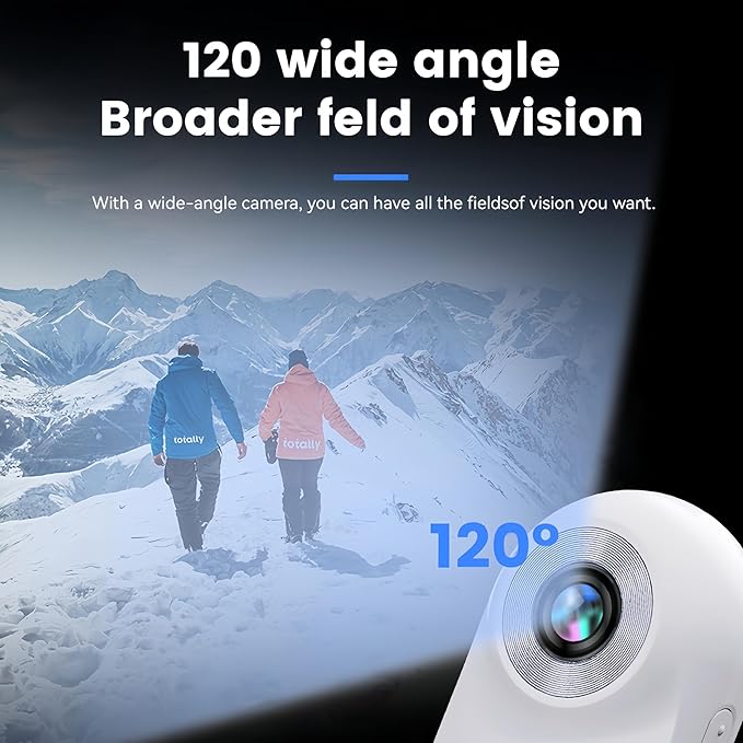 Upgraded 1080P Cat Camera Collar with Display, Thumb Camera with Video Records for Sports and Action, Pet Dog Tracker Wearable Cam Back Clip Motion Cam with Accessories Kit, 120° Wide Angle, White