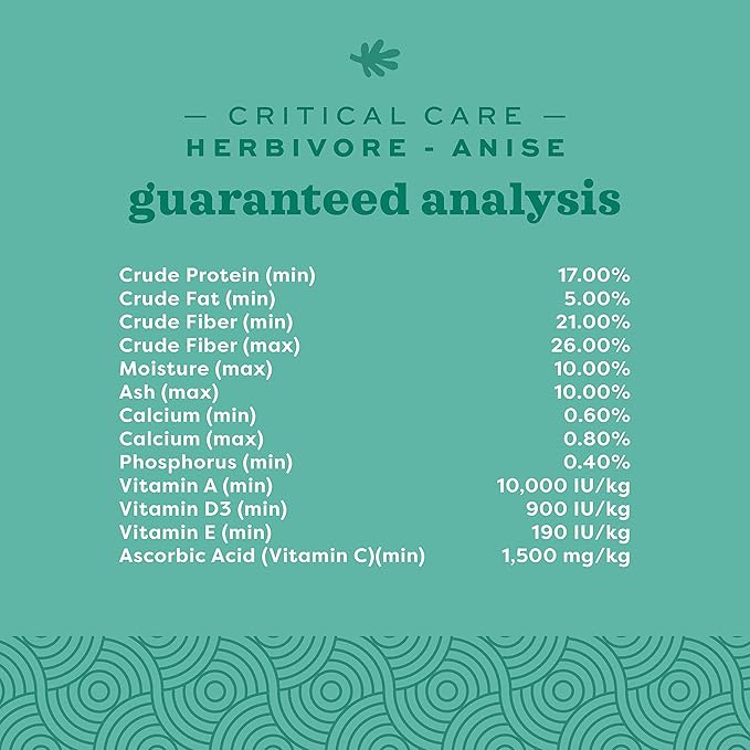 Oxbow Critical Care Herbivore, Emergency Guinea Pig Food, Rabbit Food for Recovery, Made with Timothy Hay, Anise Flavor, Veterinary Formula, Critical Care for Guinea Pig Emergency Kit, 141 gram bag
