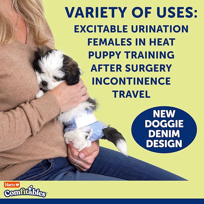 New! Hartz® Comfitables® Disposable Dog Diapers, Size XXS 42 count, Comfortable & Secure Fit, Easy to Put On, Super Absorbent Male and Female Diaper