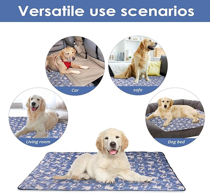 Langsprit Dog Cooling Mat, Washable Dogs Cats Pet Non-Toxic Cooling Pads Summer Sleeping Kennel Mats，Pet Self Cool Ice Blanket for Indoor & Outdoor Dog Beach Essentials Medium