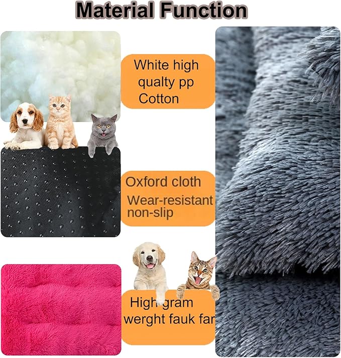 Dog Crate Mat, Dog Bed for Large Dogs, Comfy Fluffy Kennel Pad Anti-Slip for Dog beds & Furniture, Quilted Dog Bed for Pets for Medium/Small Dogs Cats (Color : Rose, Size : 48x33)