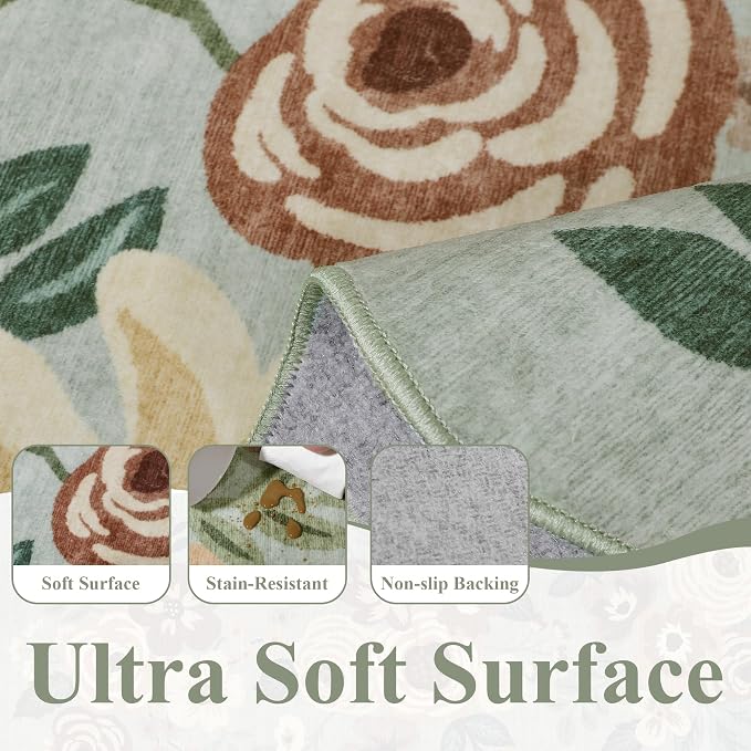 DUKINO 2x10 Runner Rug for Hallway, Washable Kitchen Rug