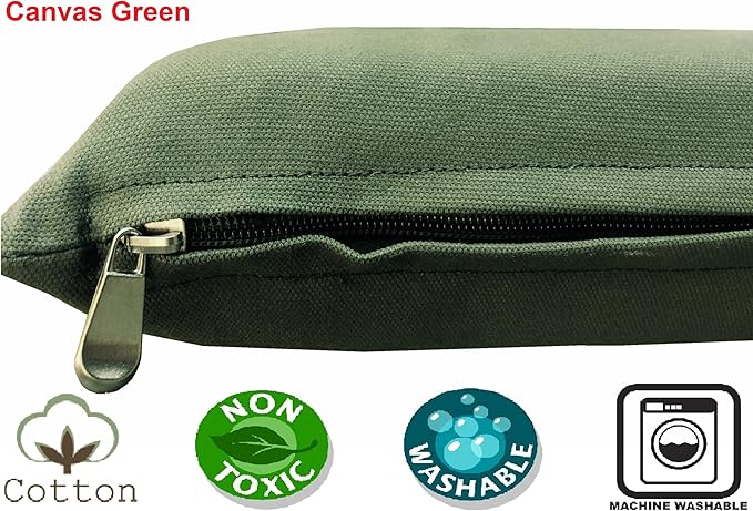 Dogbed4less Shredded Memory Foam Pillow Dog Bed with Waterproof Liner and Machine Washable Cover (Green Canvas, Large 48"X29")