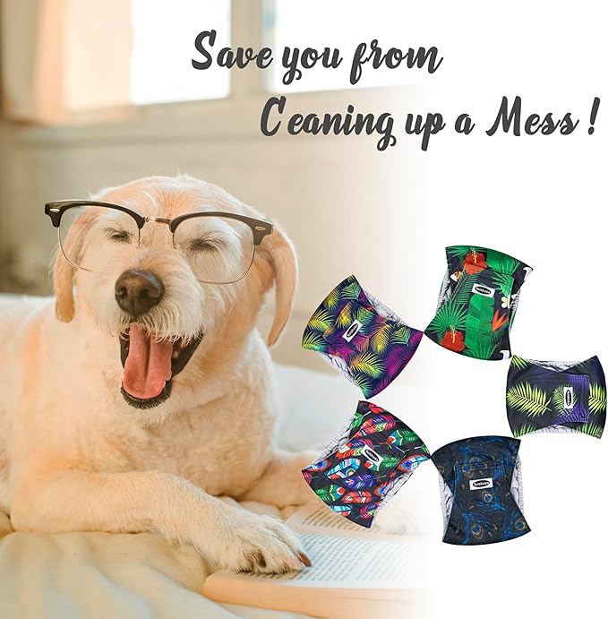 Male Dog Diapers, High Absorbing Dog Belly Bands for Male Dogs, Washable Reusable Dog Male Wraps(5 Pack)