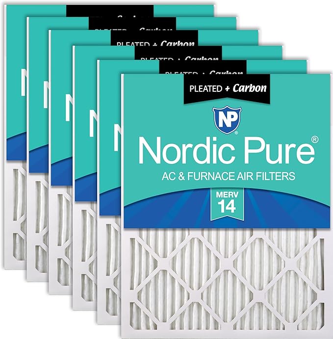 Nordic Pure 14x30x1 Pleated Air Filters MERV 14 Plus Carbon 6 Pack