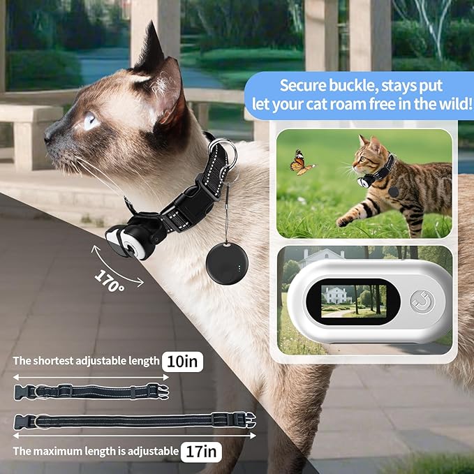 Pet Camera Collar with Air Tracker Tag, 1080P HD Wireless Dog Neck Cam Compact Action Camera for iOS,32GB Storage, Fully Charged Before Use, No WiFi Needed（GPS Just for iOS）