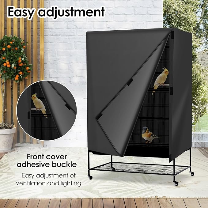 Bird Cage Cover - 210D Bird Cage Covers for Night Heavy Duty & Waterproof, Fade-Resistant Pet Cover Accessory for Parakeet, Parrot, Cockatiel and More Finches (L)