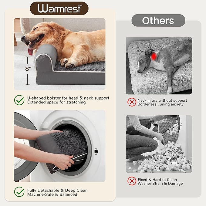 Large Dog Beds Large Sized Dogs 48x35x8 Inch, Orthopedic XXL XL Dog Bed for Medium Size Dogs, Big Waterproof Couch Sofa with Removable Washable Cover for Pet, Dark Grey