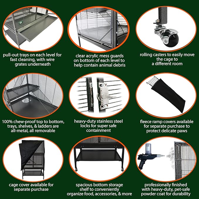 Mansion Cage (6-Level) - Durable 100% All-Metal Multi-Level Cage for Chinchillas, Rats, Ferrets, Prairie Dogs, Degus, Mice